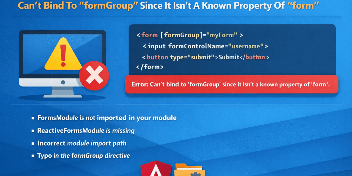 Angular - Can't Bind To 'formGroup' Since It isn't A Known Property Of 'form'