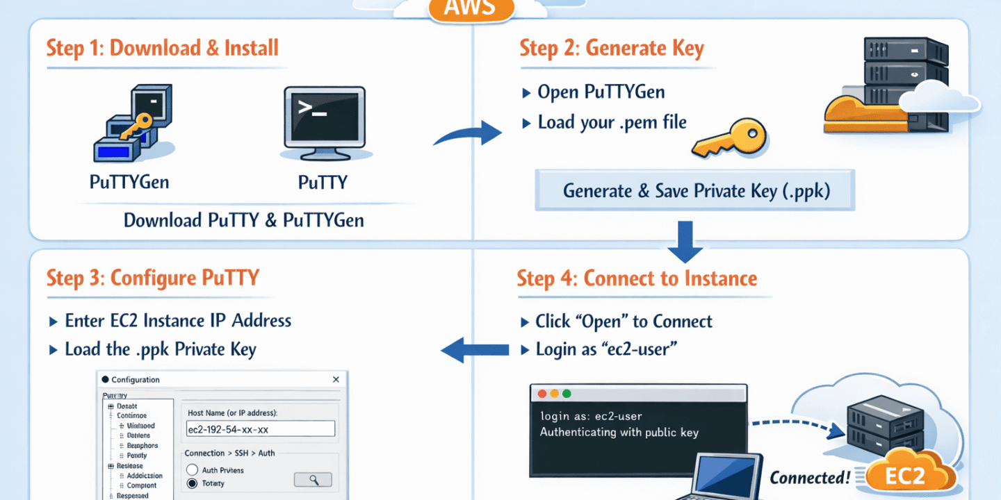 How To Connect AWS EC2 Instance Through Putty And PuttyGen?