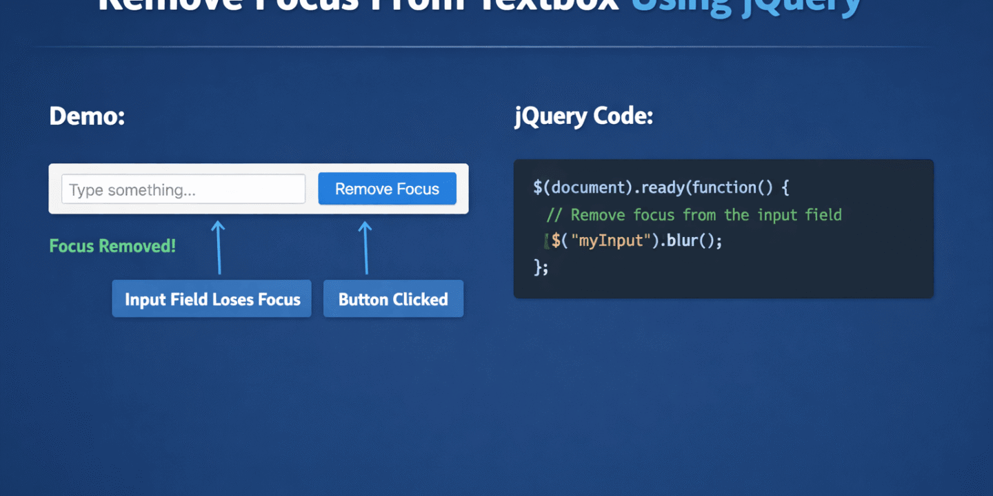 Remove Focus From Textbox Using jQuery